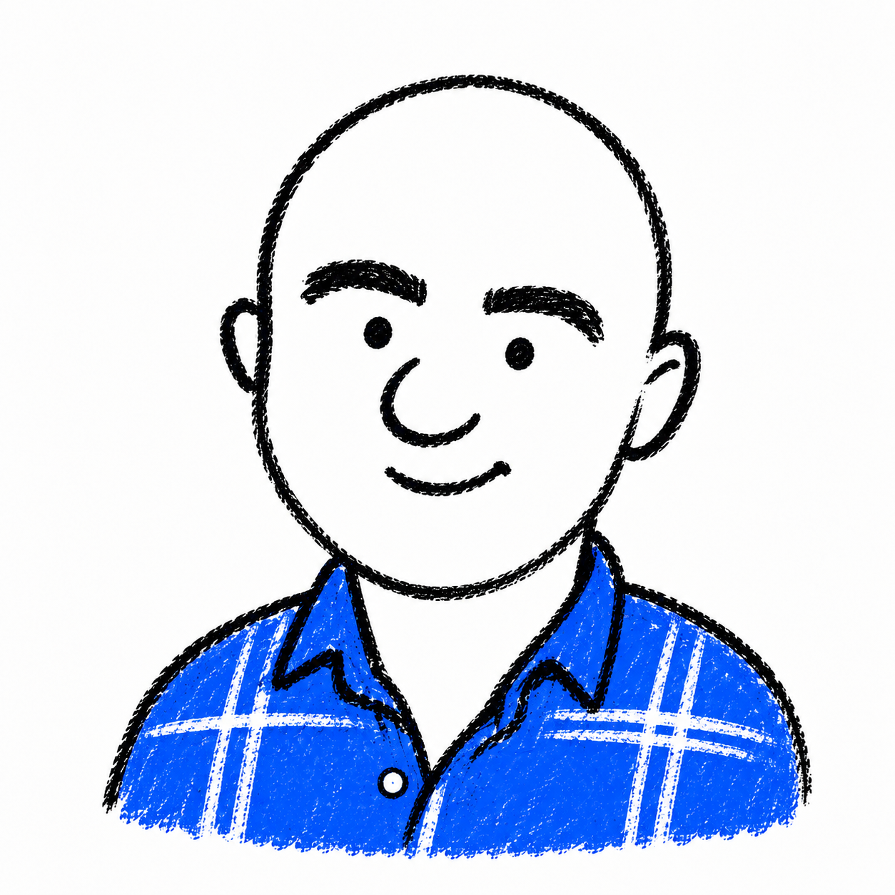 Three-tone crayon portrait of the hands-on builder behind Decision Axis.