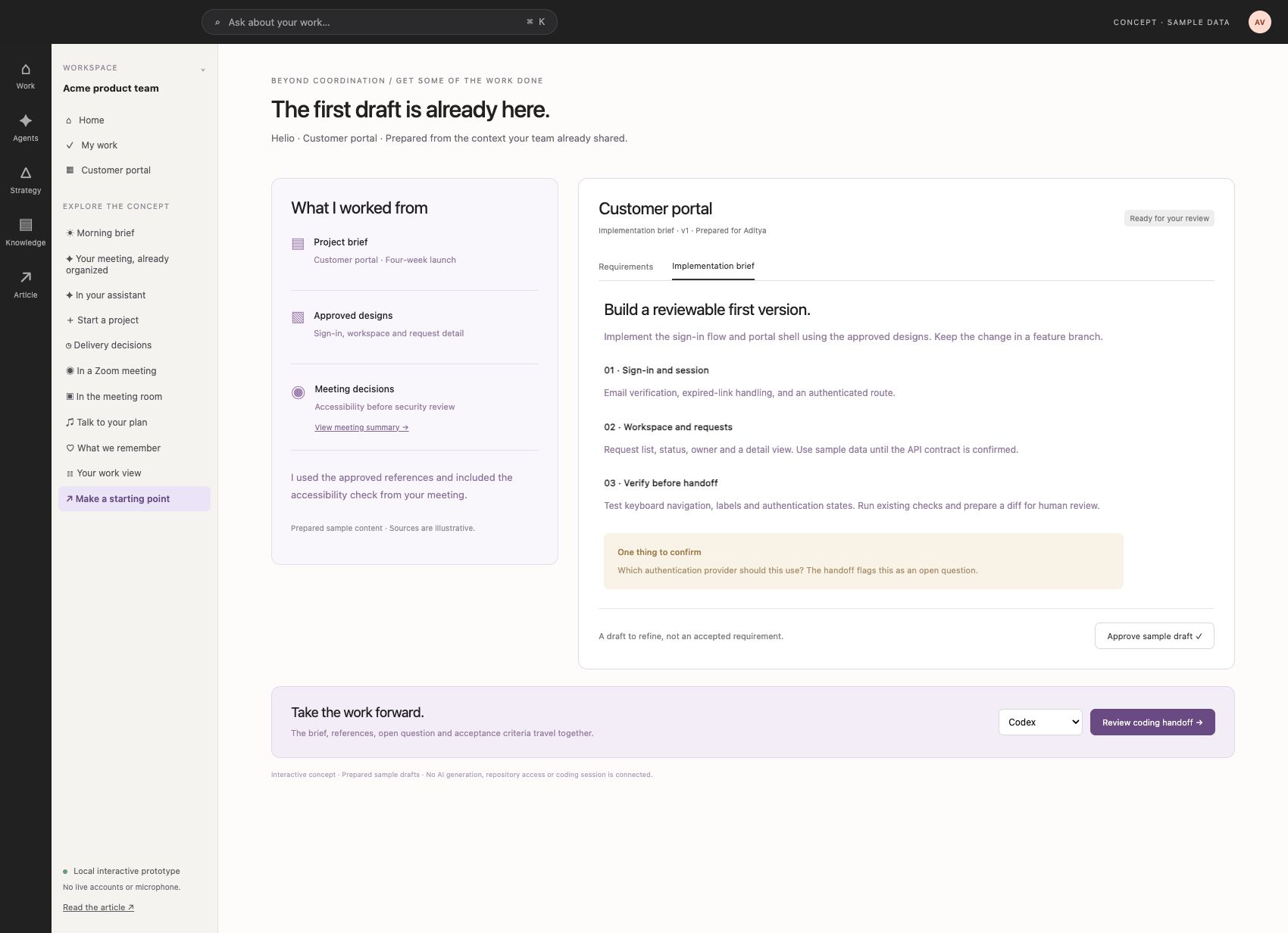 A reviewable implementation brief