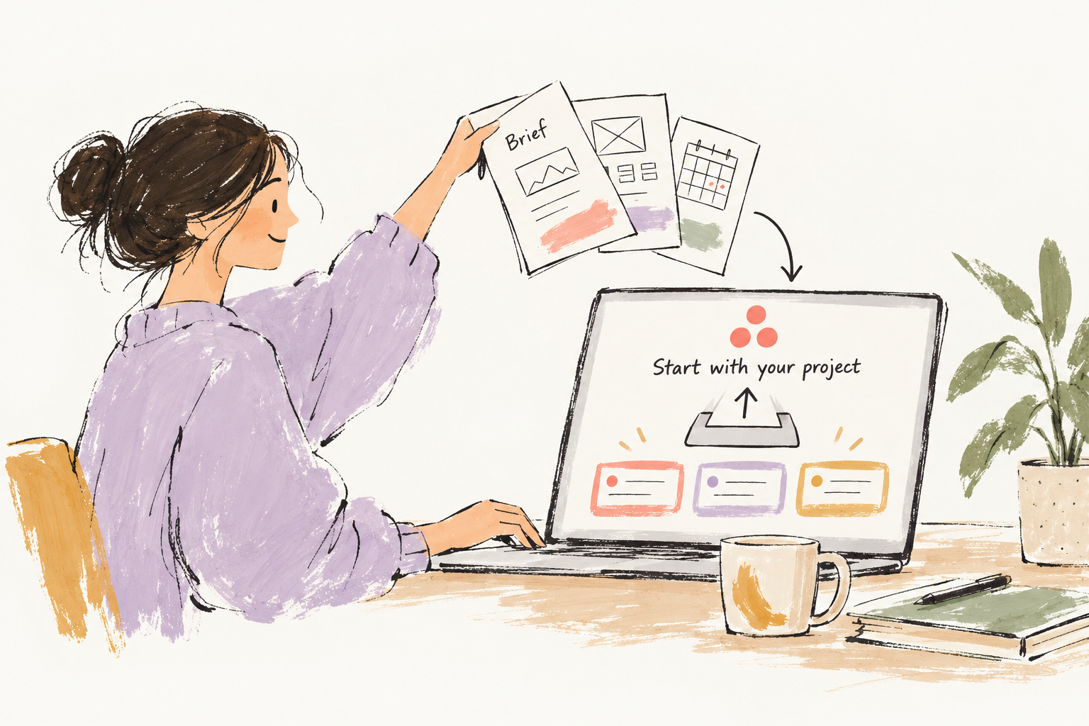 Illustration: bring your brief and reference documents into the project.